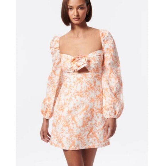 New CAMI NYC Swetha Papaya Toile Linen Mini Dress 4 MSRP $473